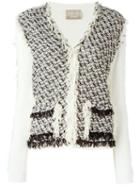 Lanvin Frayed Cardigan, Women's, Size: Large, Nude/neutrals, Cotton/polyamide