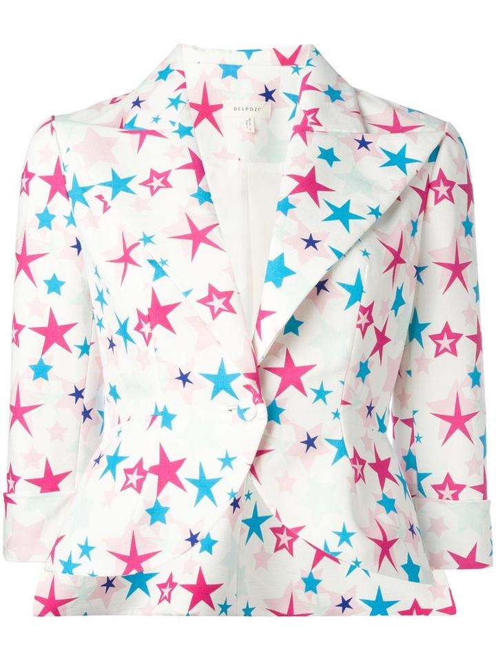 Delpozo Star Print Blazer, Women's, Size: 38, White, Cotton/viscose