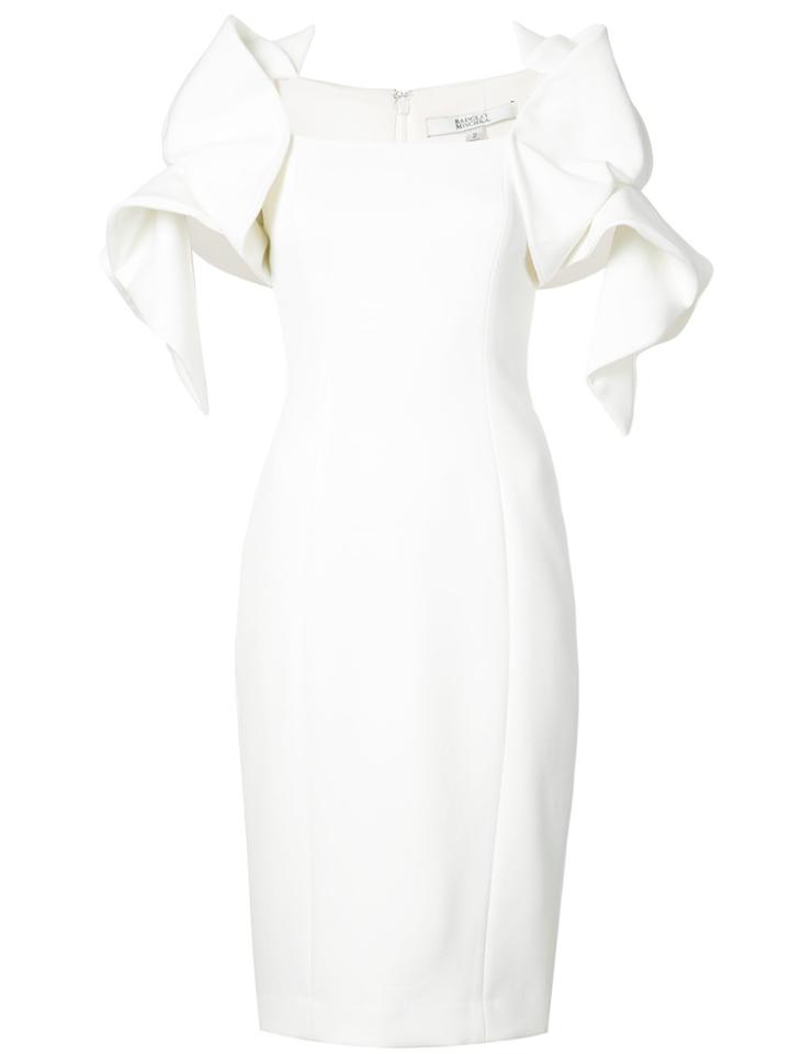 Badgley Mischka Geometric Sleeve Fitted Dress - White