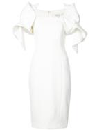 Badgley Mischka Geometric Sleeve Fitted Dress - White