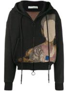 Off-white Jacquard Knit Hooded Jacket - Black
