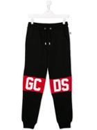 Gcds Kids Contrast Logo Track Pants - Black