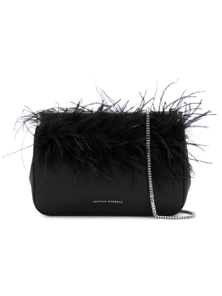 Loeffler Randall Maisie Feather-embellished Clutch - Black