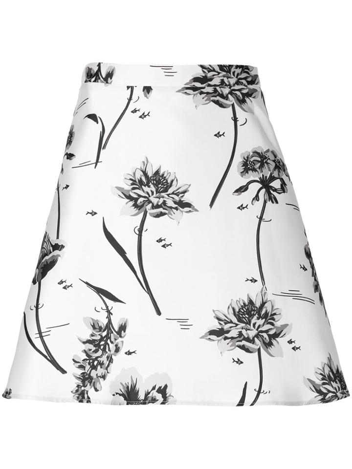 Markus Lupfer Floral Print A-line Skirt - White