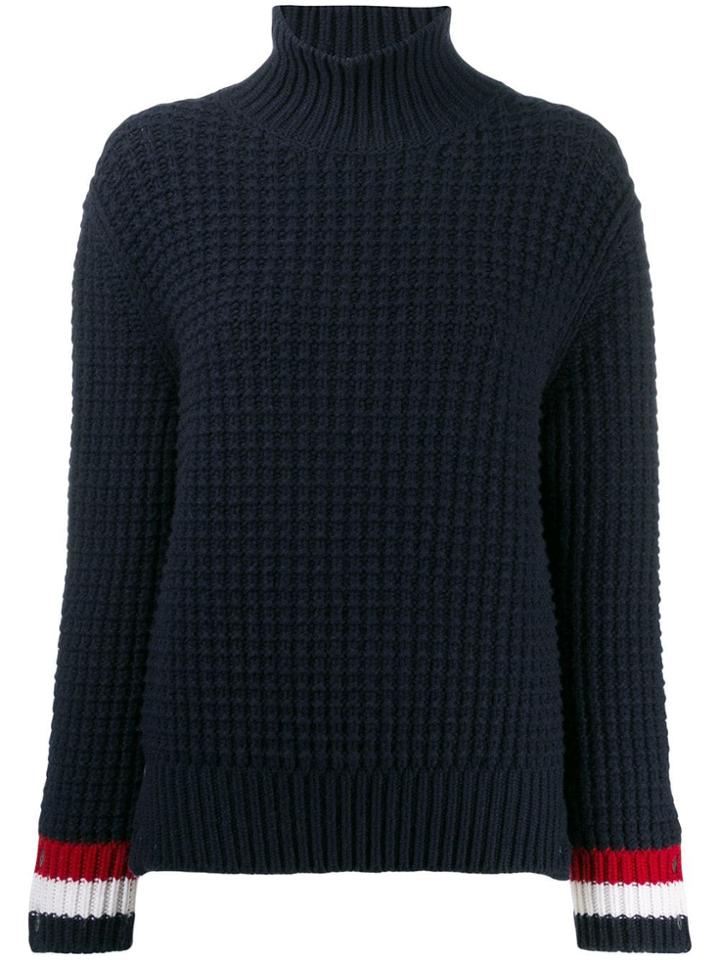 Thom Browne Waffle Stitch Crewneck Pullover - Blue