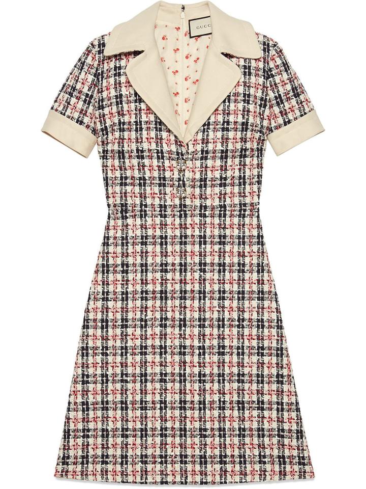 Gucci Tweed Check Dress - White