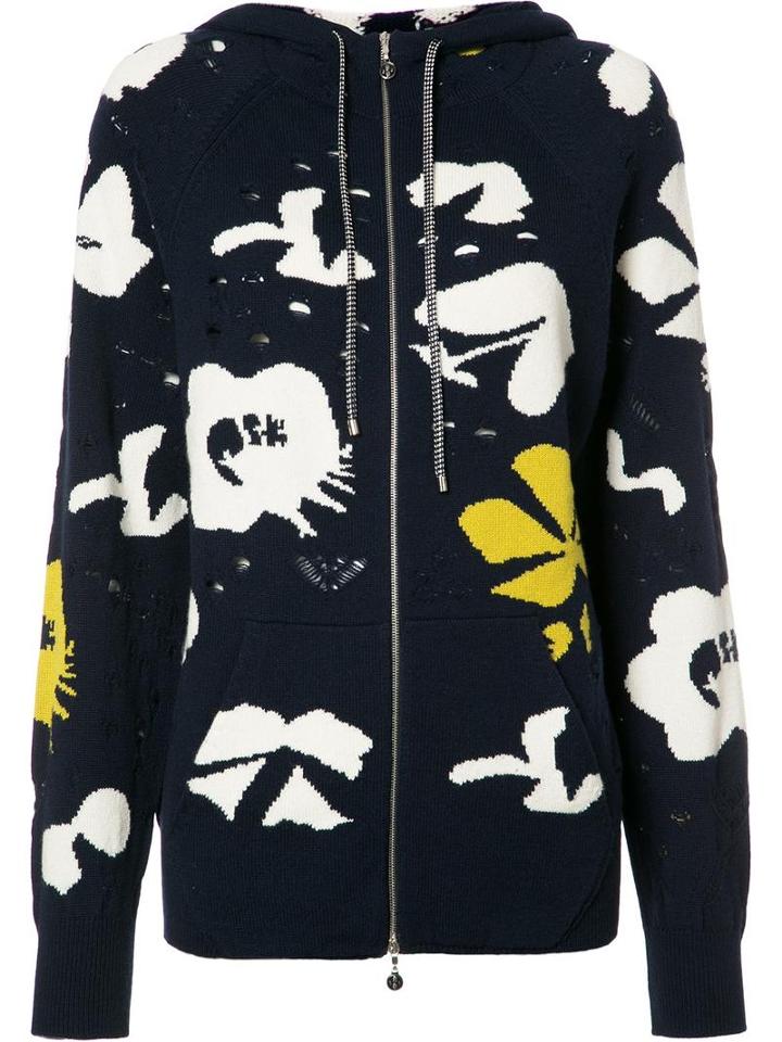 Barrie Moon Flower Zipped Hoodie, Women's, Size: Medium, Blue, Cashmere