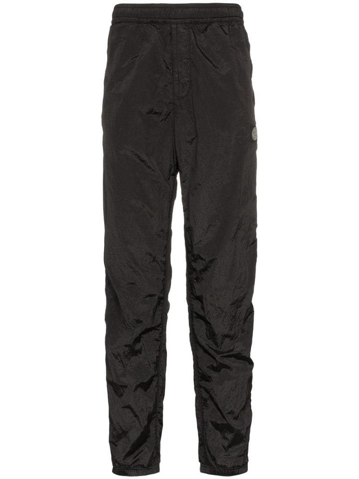 Stone Island Logo Patch Rip-stop Track Trousers - Black