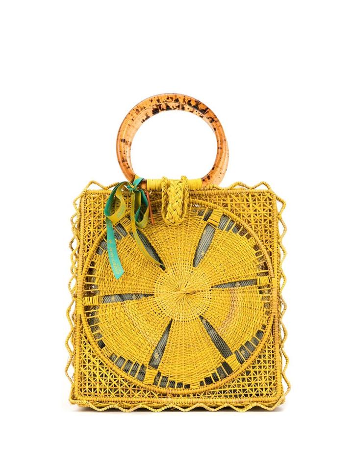 Silvia Tcherassi Yellow Chain Separate Lurizia Raffia Chain Strap