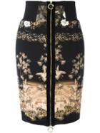 Cavalli Class Printed Pencil Skirt, Women's, Size: 42, Black, Polyester/spandex/elastane/acetate