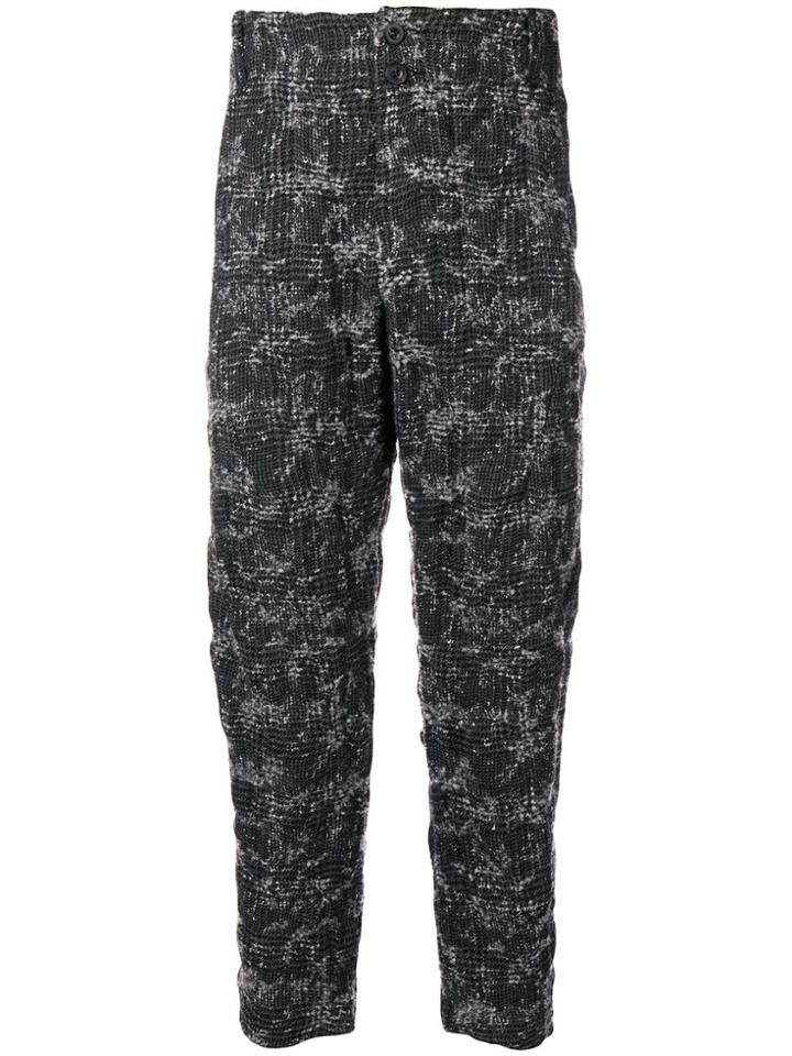 Lost & Found Ria Dunn Plaid Cropped Trousers - Grey