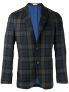 Boglioli Checked Blazer, Men's, Size: 52, Blue, Linen/flax/acetate/cupro