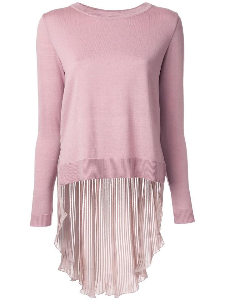 Maison Mihara Yasuhiro Pleated Elongated Tale Jumper, Women's, Size: 38, Pink/purple, Wool