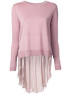 Maison Mihara Yasuhiro Pleated Elongated Tale Jumper, Women's, Size: 38, Pink/purple, Wool