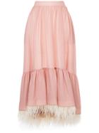 Huishan Zhang Feather Hem Full Skirt - Pink & Purple