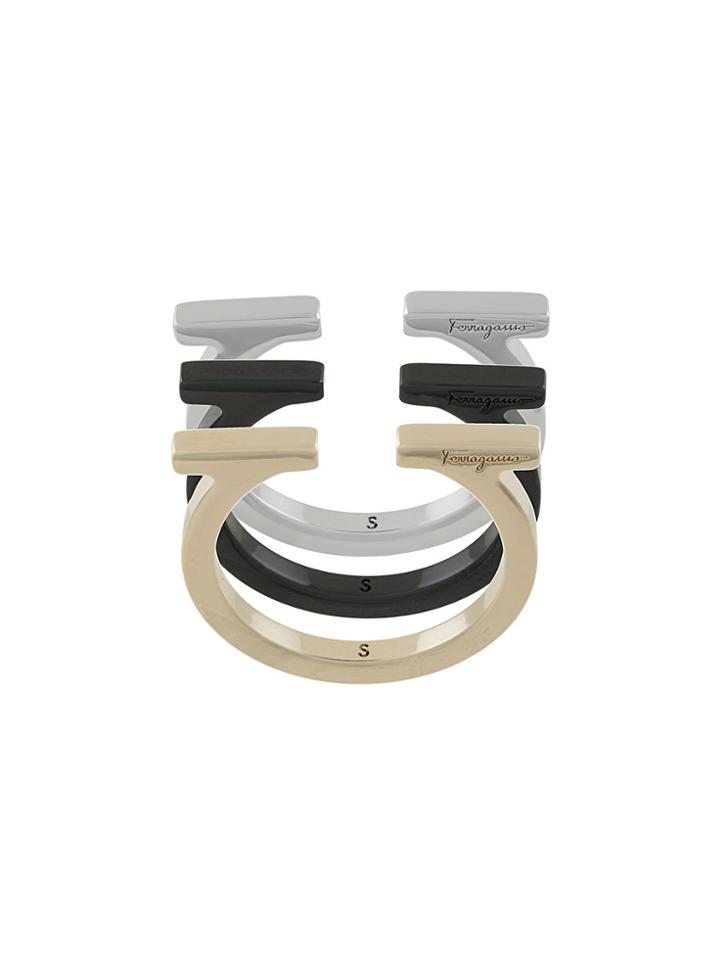 Salvatore Ferragamo Gancini Ring Stack - Metallic