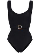 Hunza G Solitaire Belted Swimsuit - Black