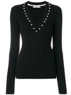 Givenchy Pearl V-neck Sweater - Black