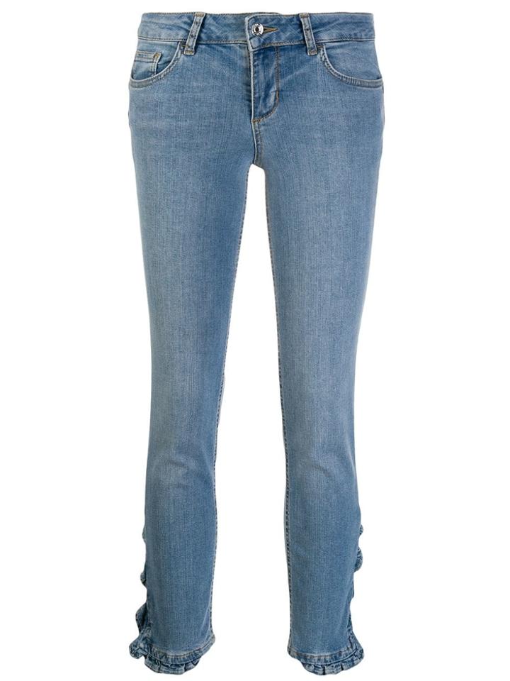 Liu Jo Ruffle Cuff Cropped Jeans - Blue