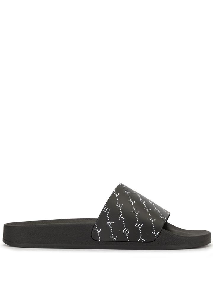 Stella Mccartney Monogram-print Slides - Black