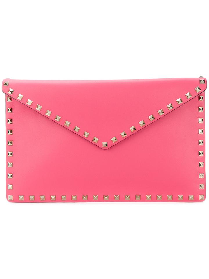 Valentino Rockstud Flap Envelope Clutch - Pink & Purple