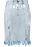 Gaelle Bonheur Logo Print Denim Skirt - Blue