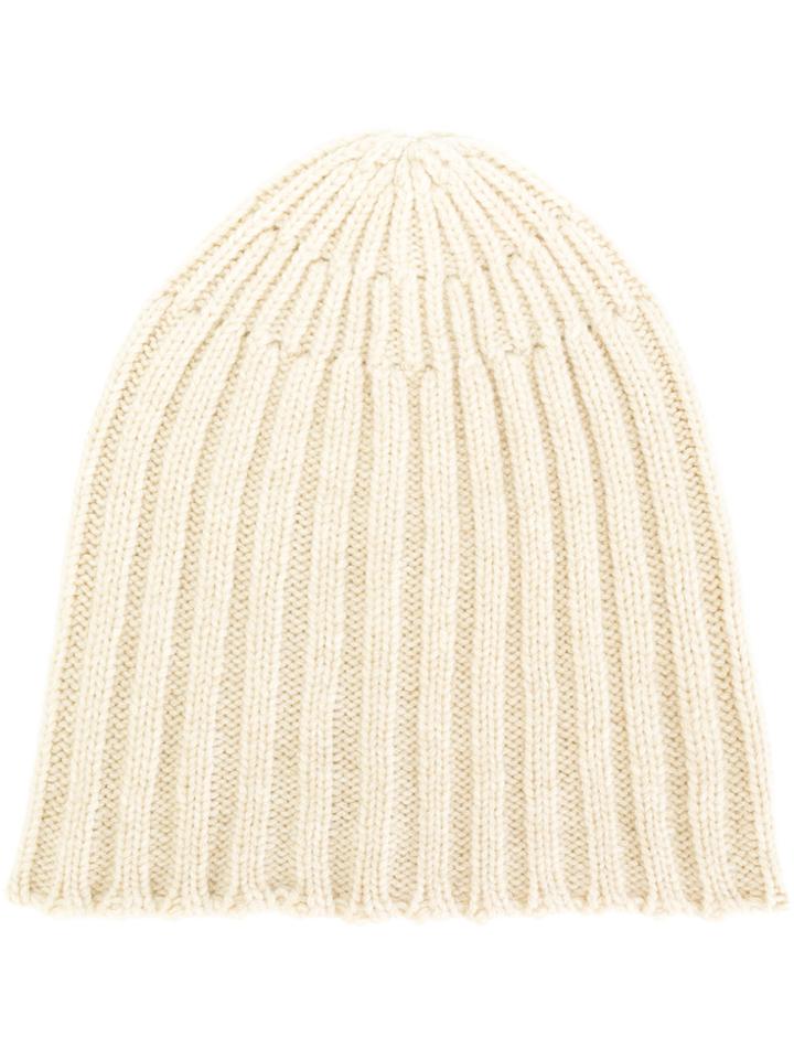 Roberto Collina Ribbed Beanie Hat - Nude & Neutrals