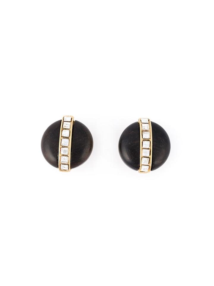 Yves Saint Laurent Vintage Wood Crystal Earrings