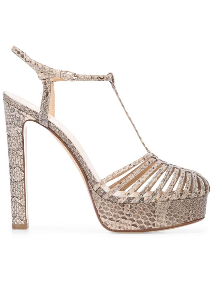 Francesco Russo Snake Pattern Sandals - Nude & Neutrals
