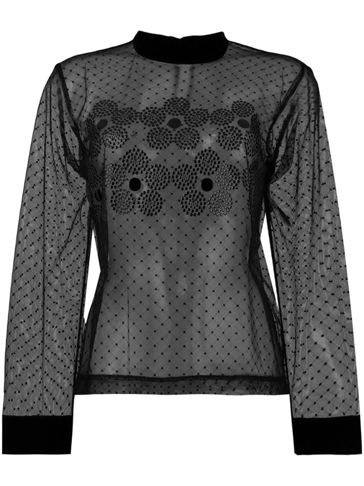 Comme Des Garçons Noir Kei Ninomiya Long-sleeve Sheer Top - Black