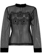 Comme Des Garçons Noir Kei Ninomiya Long-sleeve Sheer Top - Black