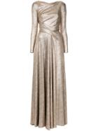 Talbot Runhof Metallic Folded Dress