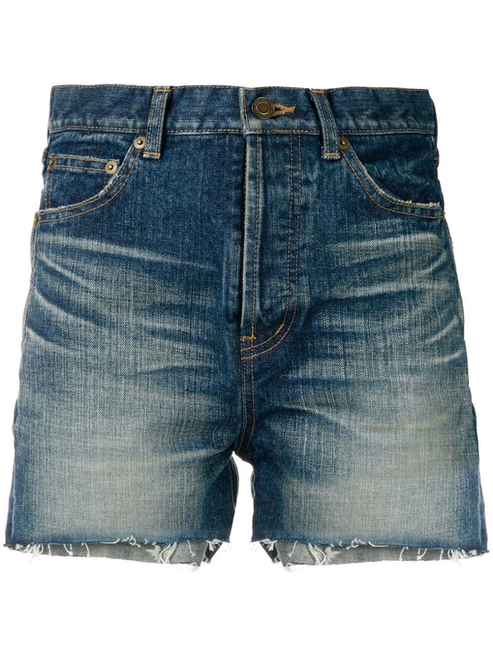 Saint Laurent Slim Denim Shorts - Blue