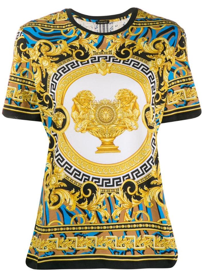 Versace Lion Baroque Print T-shirt - Yellow