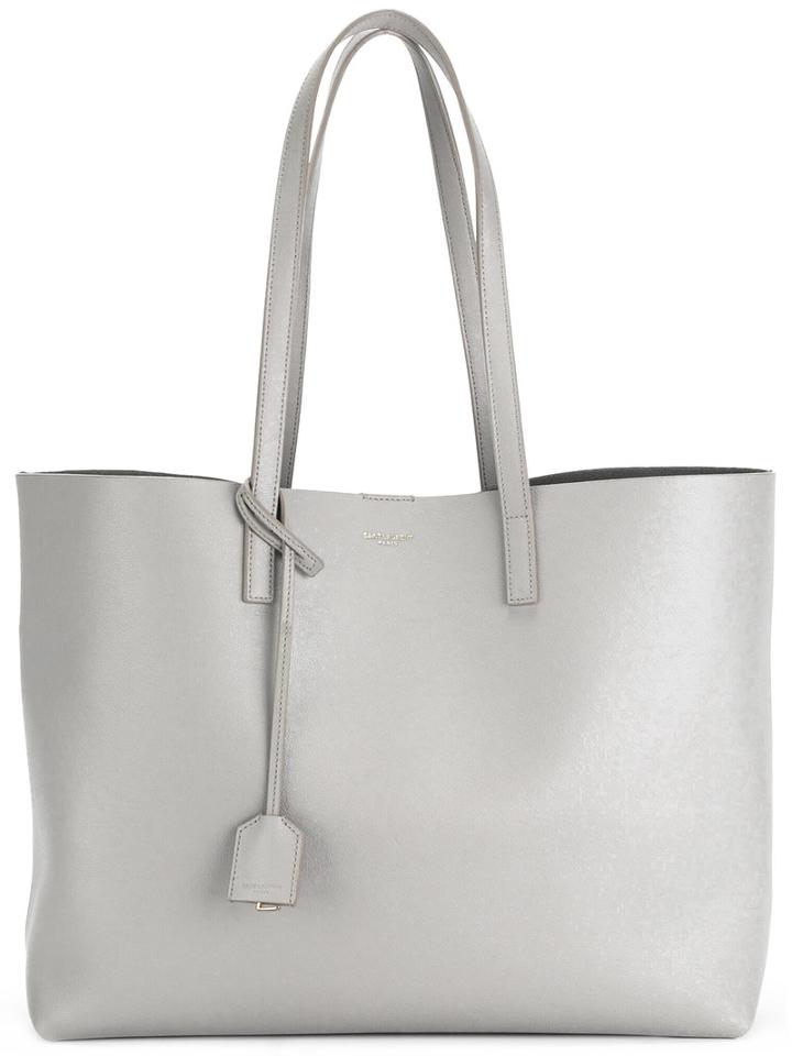 Saint Laurent Large Shopper Tote, Women's, Grey, Leather