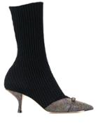 Marco De Vincenzo Ribbed Sock Boots - Black