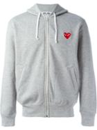 Comme Des Garçons Play Embroidered Heart Hoodie, Men's, Size: Xl, Grey, Cotton