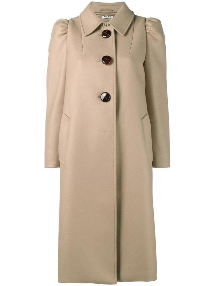 Miu Miu Single Breasted Coat, Women's, Size: 44, Brown, Viscose/wool