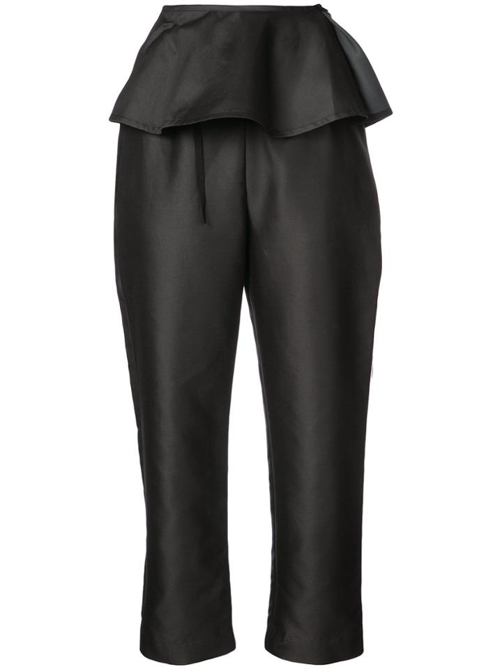 Isa Arfen Cropped Peplum Trousers - Black