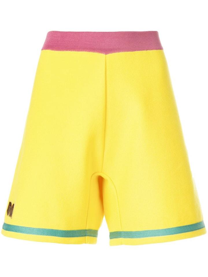Marni Embroidered A-line Track Shorts - Yellow