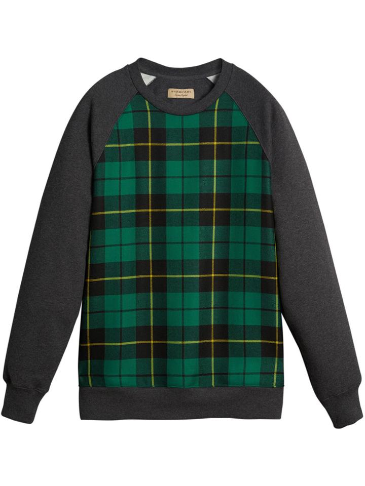 Burberry Tartan Panel Sweatshirt - Grey