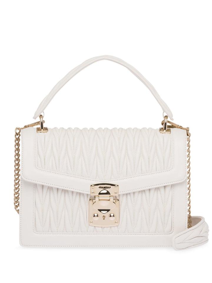 Miu Miu Miu Confidential Matelassé Leather Bag - White