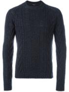 Roberto Collina Round Neck Pullover, Men's, Size: 46, Blue, Wool