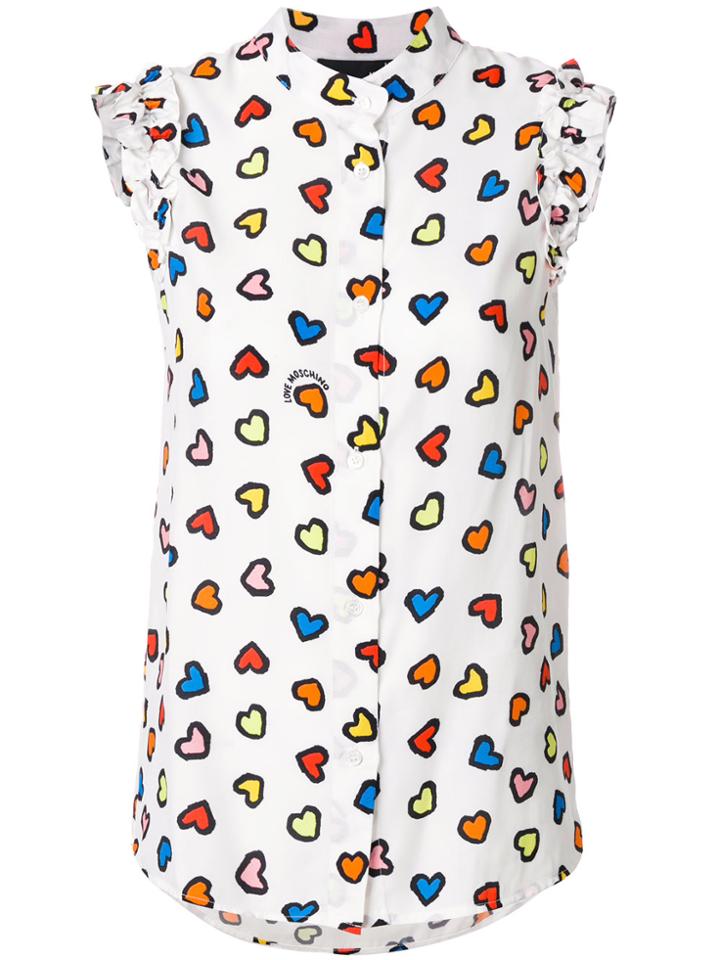 Love Moschino Hear Print Sleeveless Shirt - White