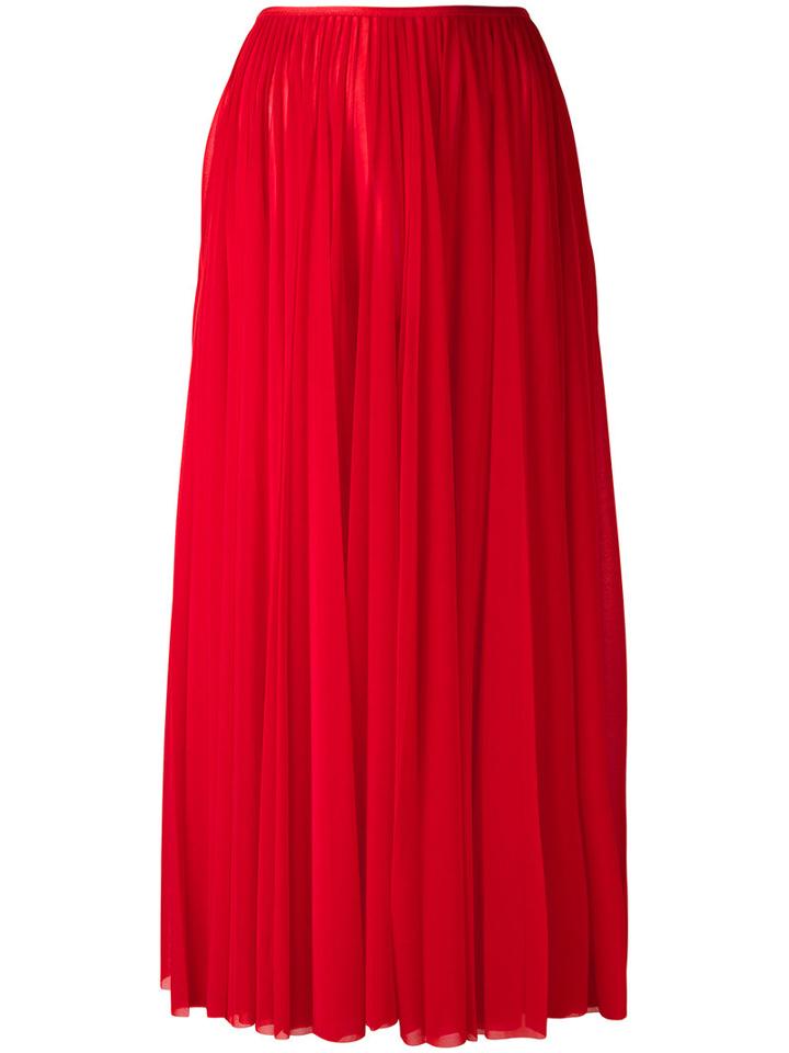 Céline - Long Pleated Skirt - Women - Polyester - 40, Women's, Red, Polyester