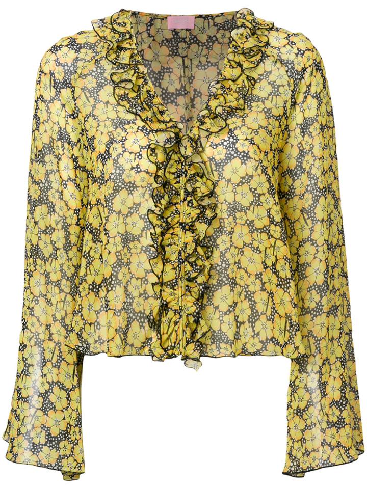 Giamba Floral Print Blouse - Yellow & Orange