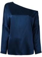 Tibi Asymmetric Neck Blouse, Women's, Size: Xs, Blue, Silk