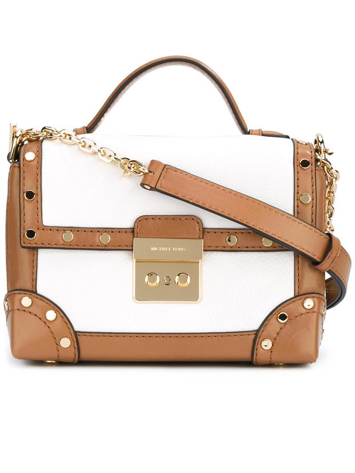 Michael Michael Kors Studded Two-tone Shoulder Bag, Women's, White, Leather