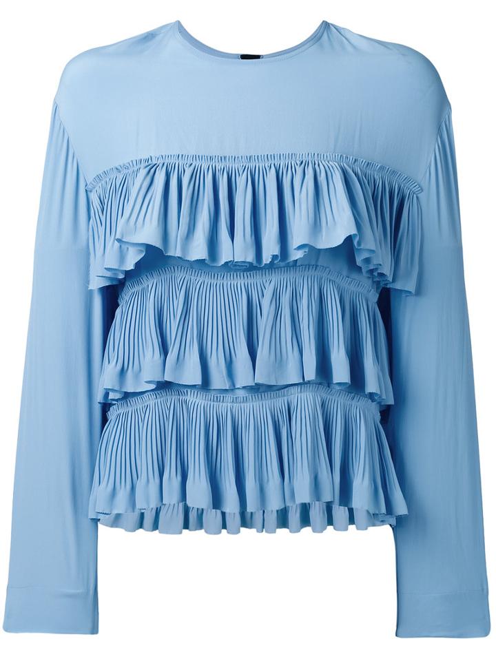 Marni Ruffle Blouse, Women's, Size: 38, Blue, Silk/acetate