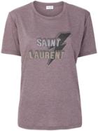 Saint Laurent Lightning Bolt Print Mottled Boyfriend T-shirt - Pink &